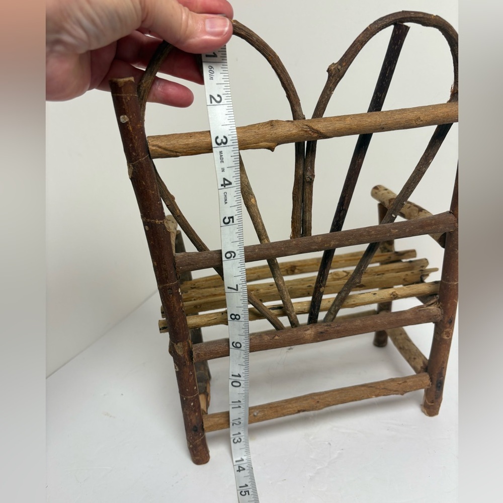 Rustic Heart-Back Wooden Plant Holder Chair - Picture 8 of 9
